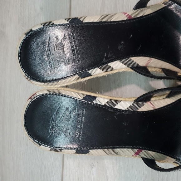 Burberry Womens Leather Logo Print Espadrille Wedge Sandals Shoes sz EU 40/10 - Picture 5 of 13